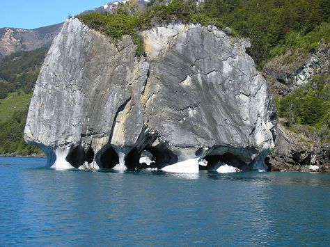 Folded and weathered marble at General Carrera Lake, Chile