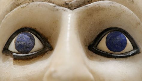 Close-up of the lapis lazuli inlays in the 25th-century BC Statue of Ebih-Il